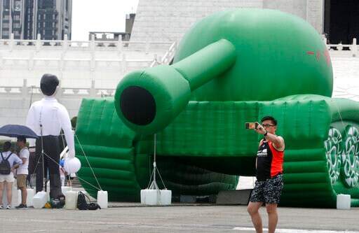 Inflatable 'Tank Man' in Taiwan Marks Tiananmen Protests