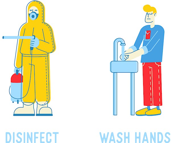 disinfect and wash hands