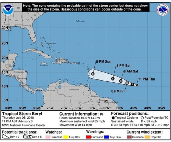 Tropical Storm Beryl Could Become Hurricane on Friday