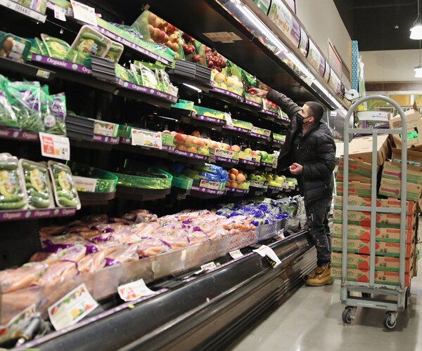 grocery store shelves are stocked with food at a store in new york