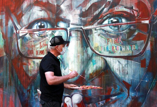 Mural of South Africa's Desmond Tutu Is Fixed for His 90th