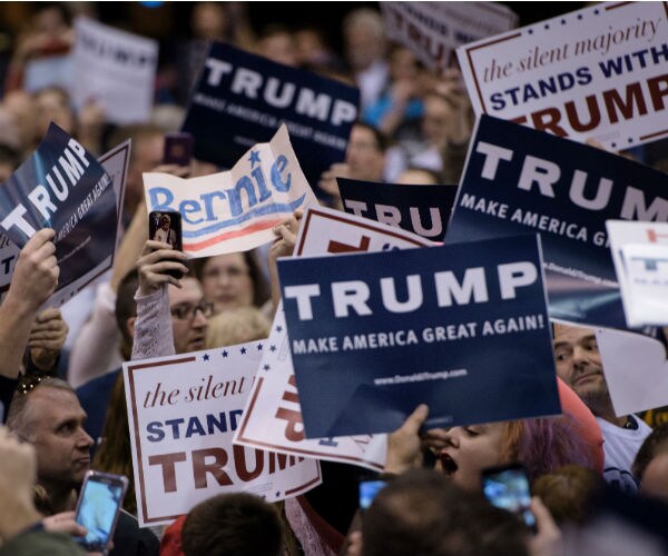 campaign signs bernie sanders donald trump 
