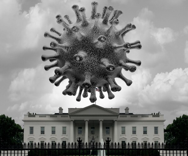a large covid virus over the white house
