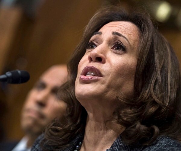 sen. kamala harris listens to testimony during a senate judiciary committee hearing. 