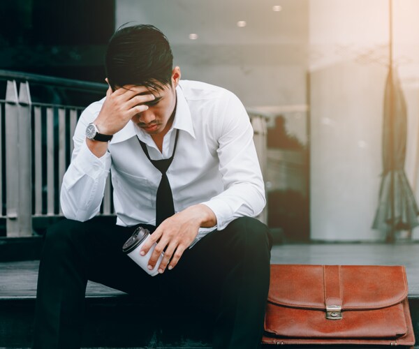 A stressed office worker