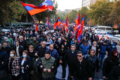 Armenians Protest Nagorno-Karabakh Truce Terms for a 3rd Day