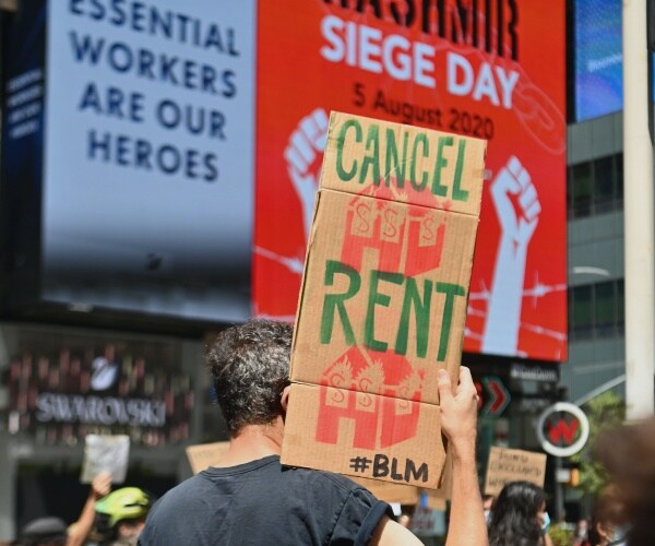 NY Protesters Demanding Extension of Eviction Moratorium March to Landlord Attorneys Office