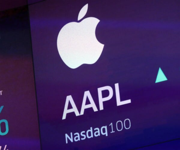 the symbol for apple appears on the nasdaq marketsite in new york