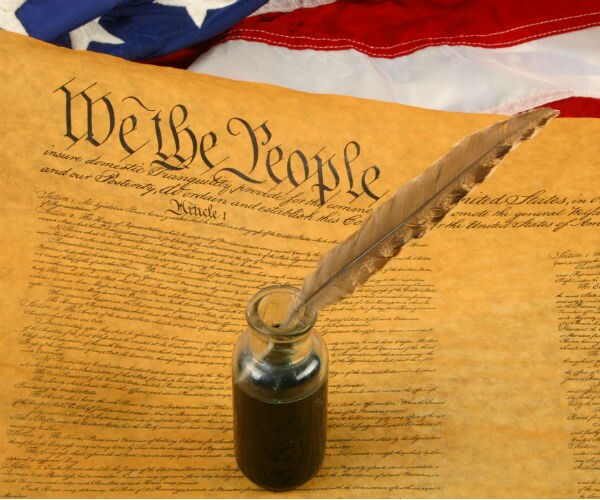 constitution with pen quill and ink 