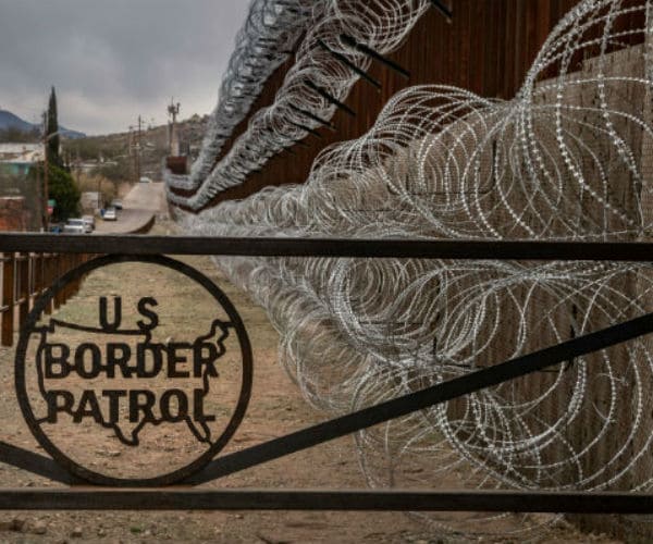 razor wire fencing at the united states border with mexico
