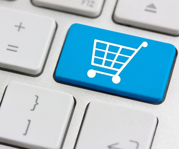 retail or shopping cart icon on keyboard button