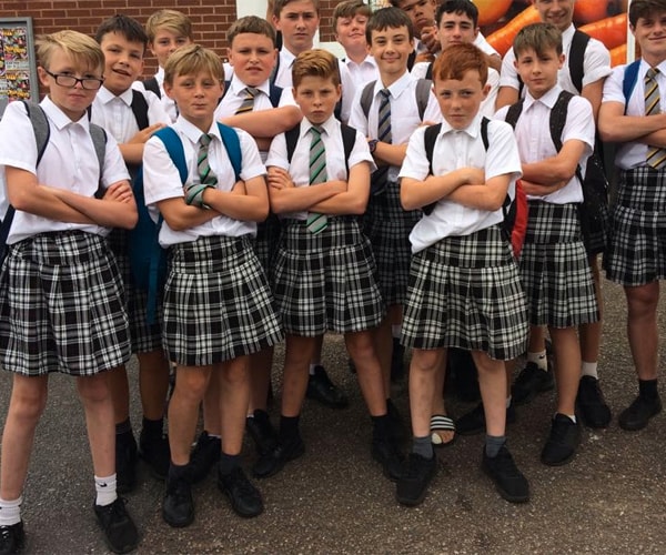 Exeter Schoolboys Wear Skirts, Protest Shorts Ban