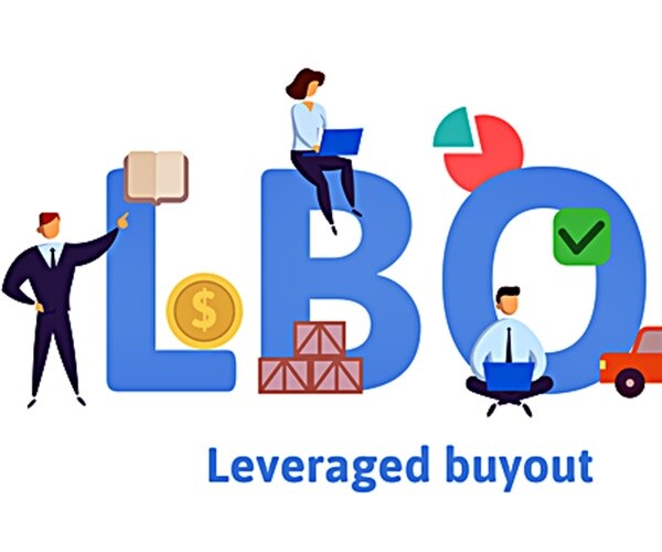 lbo, leveraged buyout. concept with keywords, letters and icons. 

