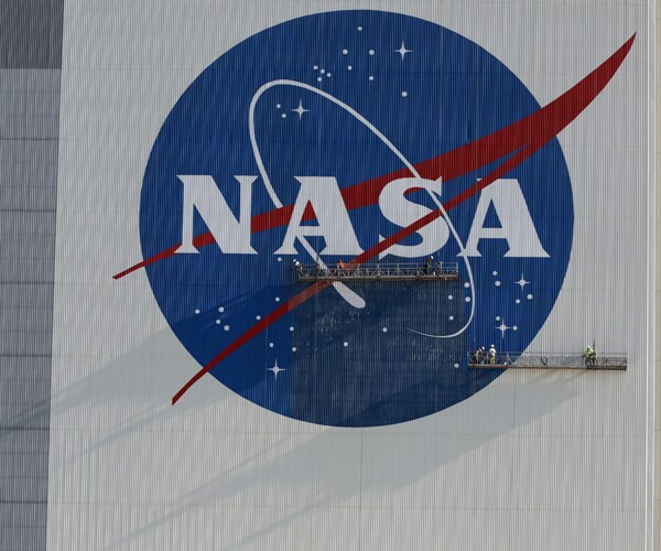 the nasa logo on the side of a building