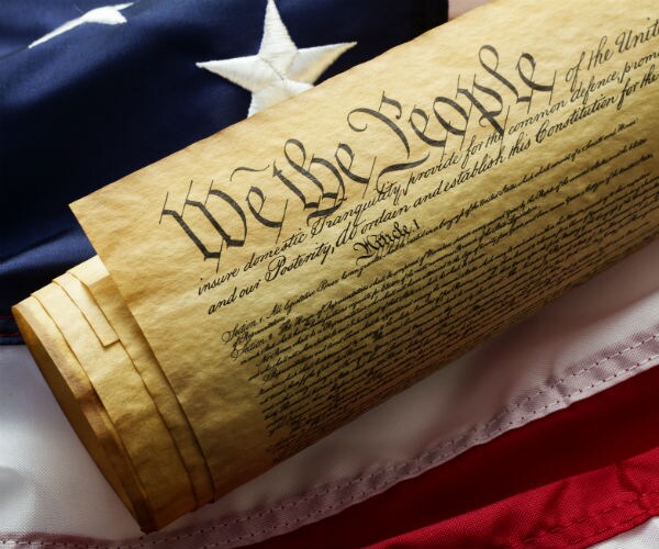 image of the constitution and the flag