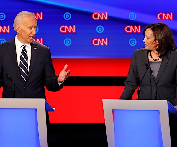 joe biden argues with kamala harris in the democratic presidential primary debate