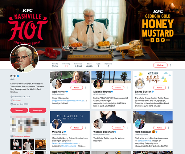 KFC Twitter Follows Stick With Original Recipe