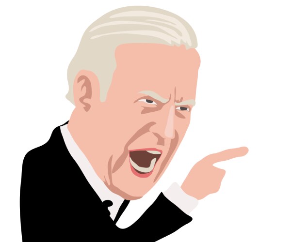 cartoon of biden pointing and yelling