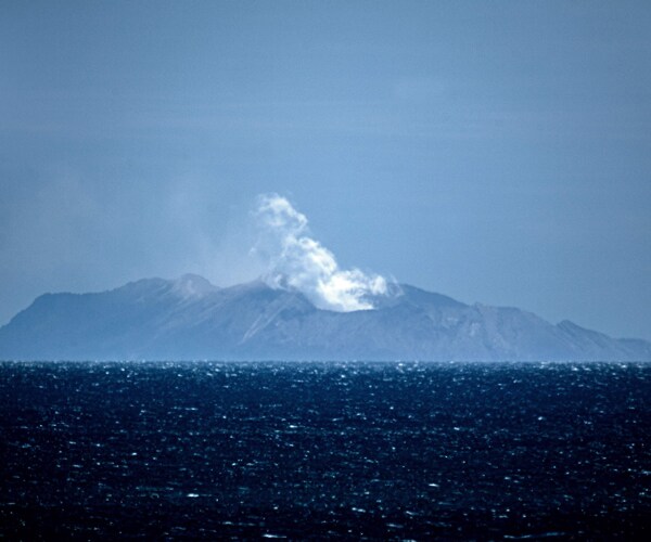 Steam rises from the White Island volcano after a Dec. 9 eruption