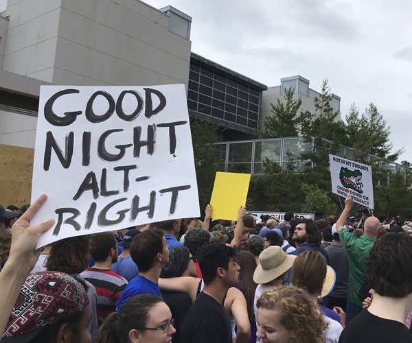 Protesters Decry 'Nazi Hate' Outside Florida White Nationalist Talk