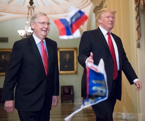 Trump Russia Flags Protest Leads to Arrest in Capitol