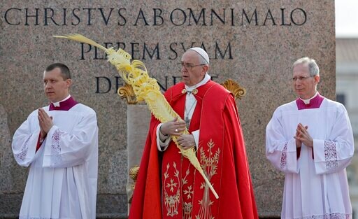 Pope Francis Blesses Palm Branches as he Ushers in Holy Week