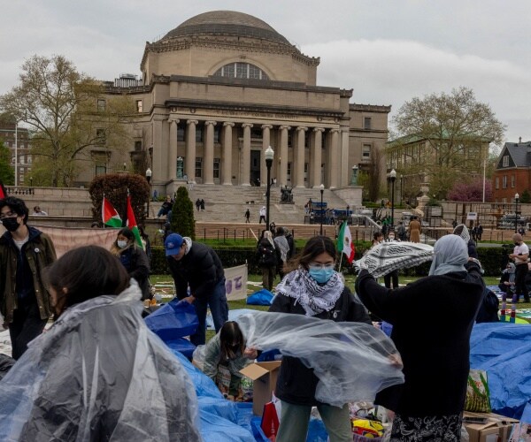 JUST IN: Around 100 pro-Palestinian protesters with the Columbia University Apartheid Divest, a prot...