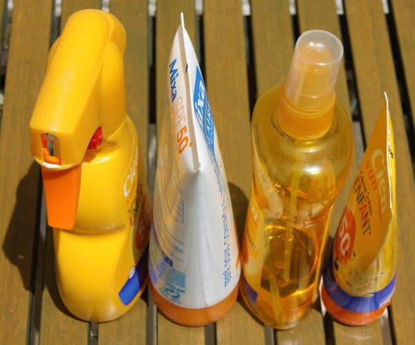 4 different bottles of sunscreen