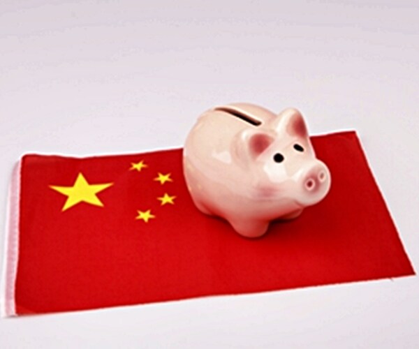 pig money box and china flag -

