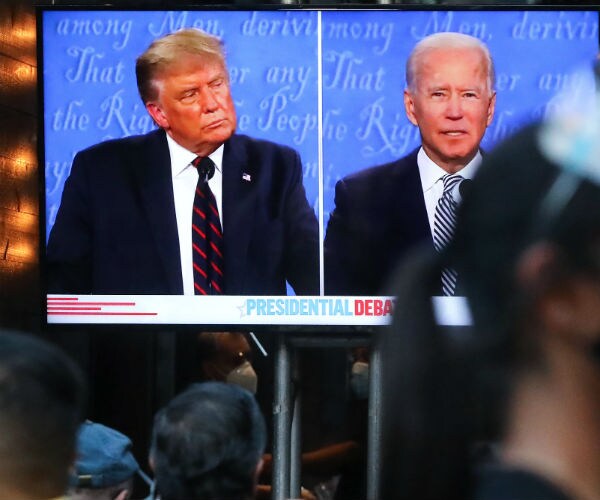 watching the first debate between trump and biden in west hollywood california 