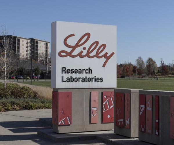 Eli Lilly Research Laboratories sign outside of the building