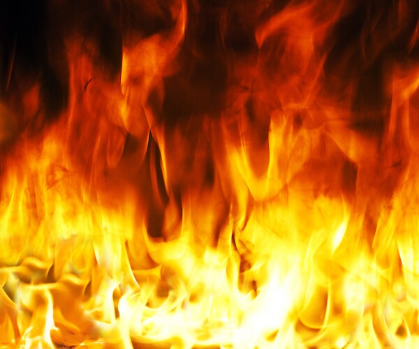 close-up of flames in a fire