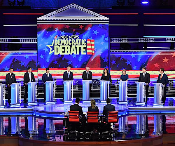 democratic primary debate candidates on stage thursday night