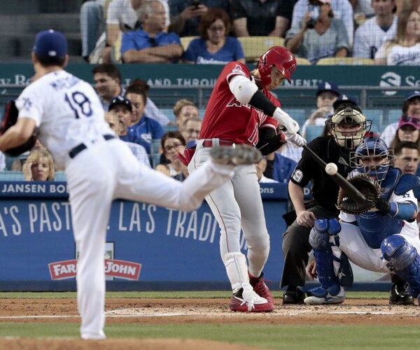 A baseball game between the Los Angeles Angels and the Los Angeles Dodgers