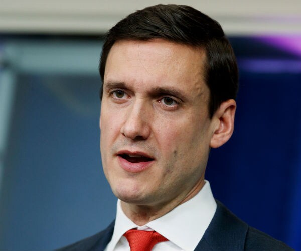 former homeland security adviser thomas bossert is shown speaking at a briefing