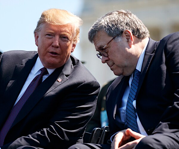 donald trump leans in to make private comments to attorney general william barr