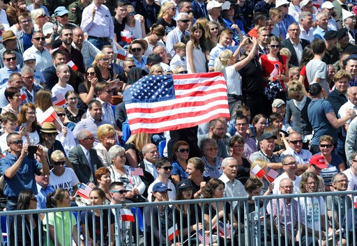 Trump Welcomed by Cheering, Flag-waving Supporters in Warsaw