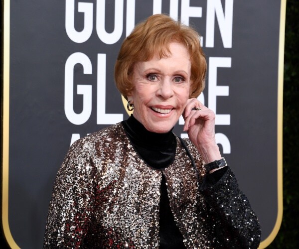 burnett in a sequined silver dress at the golden globes
