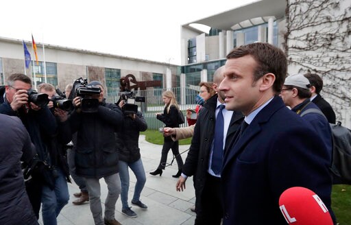 French Presidential Candidate Macron Visits Berlin, Merkel