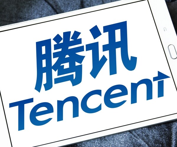Logo of Tencent Holdings Limited on samsung tablet. 