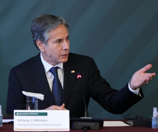 Antony Blinken speaks during a conference.