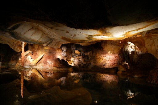prehistoric cave at night