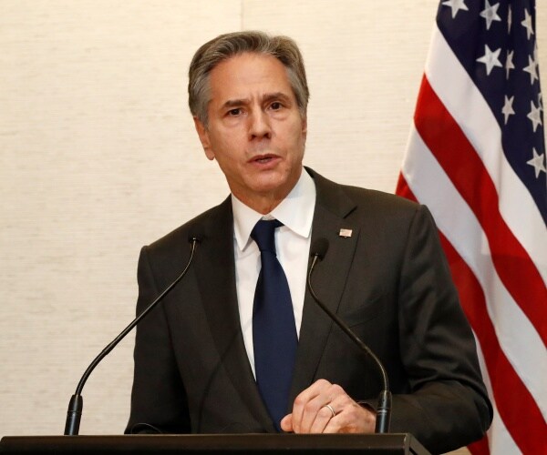 Antony Blinken speaks at a joint press conference