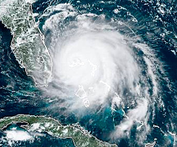 hurricane dorian is shown in a satellite image