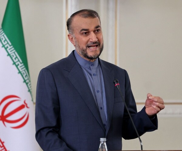 Iranian Foreign Minister Hossein Amir-Abdollahian speaks during a press conference