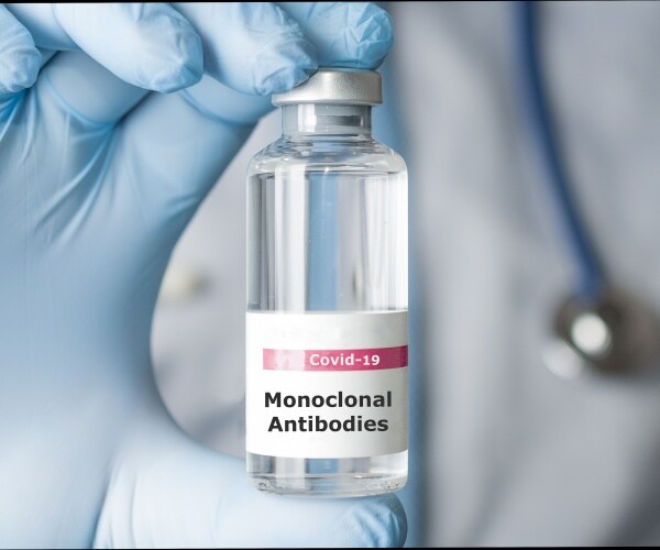 vial labeled monoclonal antibodies for covid