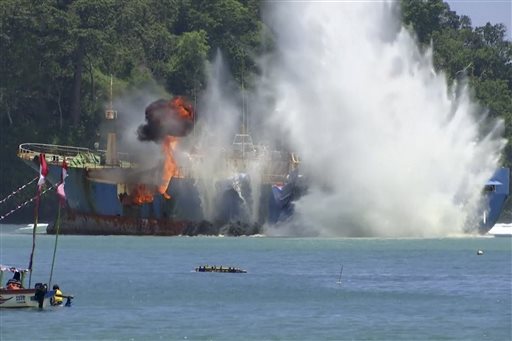 Indonesia Blows up Illegal Toothfish Ship Sought by Interpol