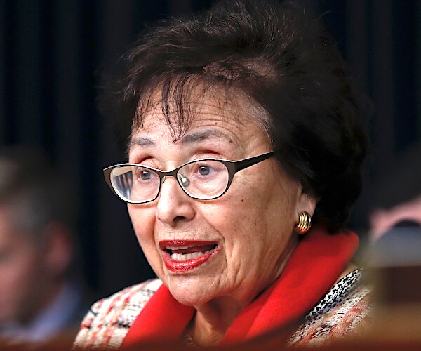 new york democratic representative nita lowey wearing glasses speaks during a congressional hearing