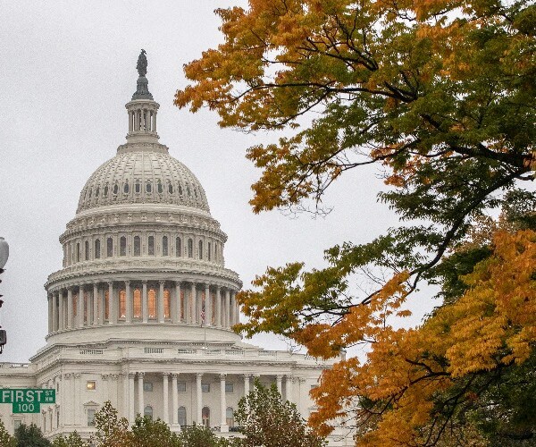 the capitol is seen on a rainy election day. 