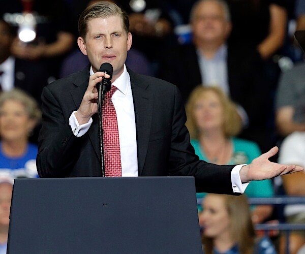 eric trump speaks during a trump campaign rally